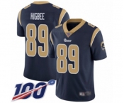 Youth Los Angeles Rams #89 Tyler Higbee Navy Blue Team Color Vapor Untouchable Limited Player 100th Season Football Jersey