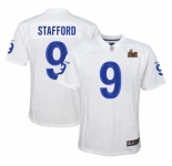 Youth Los Angeles Rams #9 Matthew Stafford White Nike Royal Super Bowl LVI Patch Jersey