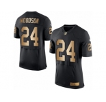 Men's Nike Oakland Raiders #24 Charles Woodson Elite Black Gold Team Color NFL Jersey