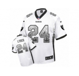 Men's Nike Oakland Raiders #24 Marshawn Lynch Elite White Drift Fashion NFL Jersey