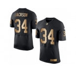 Men's Nike Oakland Raiders #34 Bo Jackson Elite Black Gold Team Color NFL Jersey