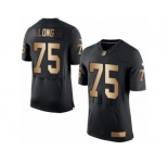 Men's Nike Oakland Raiders #75 Howie Long Elite Black Gold Team Color NFL Jersey