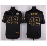Nike Oakland Raiders #42 Ronnie Lott Black Pro Line Gold Collection Jersey[Elite]