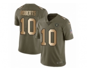 Men Nike Oakland Raiders #10 Seth Roberts Limited Olive Gold 2017 Salute to Service NFL Jersey