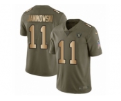 Men Nike Oakland Raiders #11 Sebastian Janikowski Limited Olive Gold 2017 Salute to Service NFL Jersey