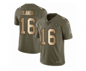 Men Nike Oakland Raiders #16 George Blanda Limited Olive Gold 2017 Salute to Service NFL Jersey