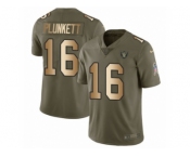 Men Nike Oakland Raiders #16 Jim Plunkett Limited Olive Gold 2017 Salute to Service NFL Jersey