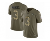 Men Nike Oakland Raiders #3 E. J. Manuel Limited Olive Camo 2017 Salute to Service NFL Jersey