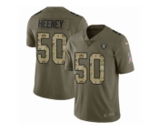 Men Nike Oakland Raiders #50 Ben Heeney Limited Olive Camo 2017 Salute to Service NFL Jersey