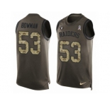 Men Nike Oakland Raiders #53 NaVorro Bowman Limited Green Salute to Service Tank Top NFL Jersey
