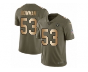 Men Nike Oakland Raiders #53 NaVorro Bowman Limited Olive Gold 2017 Salute to Service NFL Jersey