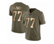 Men Nike Oakland Raiders #77 Lyle Alzado Limited Olive Gold 2017 Salute to Service NFL Jersey