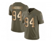 Men Nike Oakland Raiders #94 Eddie Vanderdoes Limited Olive Gold 2017 Salute to Service NFL Jersey