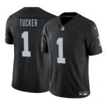 Men's Las Vegas Raiders #1 Tre Tucker Black 2025 F.U.S.E. Vapor Football Stitched Jersey