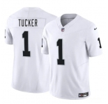 Men's Las Vegas Raiders #1 Tre Tucker White 2025 F.U.S.E. Vapor Football Stitched Jersey