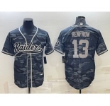 Men's Las Vegas Raiders #13 Hunter Renfrow Grey Camo With Patch Cool Base Stitched Baseball Jersey