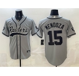 Men's Las Vegas Raiders #15 Fernando Mendoza Grey Cool Base Stitched Baseball Jersey