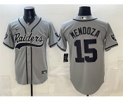 Men's Las Vegas Raiders #15 Fernando Mendoza Grey Cool Base Stitched Baseball Jersey