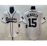 Men's Las Vegas Raiders #15 Fernando Mendoza White Cool Base Stitched Baseball Jersey