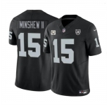Men's Las Vegas Raiders #15 Gardner Minshew II Black 2024 F.U.S.E 65th Anniversary Patch Vapor Stitched Football Jersey