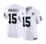 Men's Las Vegas Raiders #15 Gardner Minshew II White 2024 F.U.S.E 65th Anniversary Patch Vapor Stitched Football Jersey