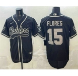 Men's Las Vegas Raiders #15 Tom Flores Black Cool Base Stitched Baseball Jersey