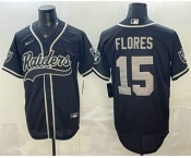Men's Las Vegas Raiders #15 Tom Flores Black Cool Base Stitched Baseball Jersey
