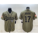 Men's Las Vegas Raiders #17 Davante Adams 2022 Olive Salute to Service Cool Base Stitched Baseball Jersey