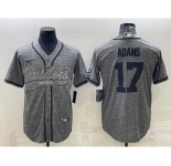 Men's Las Vegas Raiders #17 Davante Adams Gray With Patch Cool Base Stitched Baseball Jersey