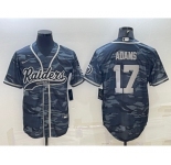 Men's Las Vegas Raiders #17 Davante Adams Grey Camo With Patch Cool Base Stitched Baseball Jersey