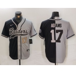 Men's Las Vegas Raiders #17 Davante Adams Number Grey Black Split Cool Base Stitched Baseball Jersey