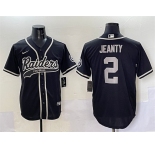 Mens Las Vegas Raiders #2 Ashton Jeanty Black Cool Base Stitched Baseball Jersey