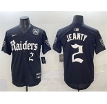 Men's Las Vegas Raiders #2 Ashton Jeanty Black 'Gothic Sin City Shadows Edition' With 65th Anniversary Patch Vapor Limited Stitched Baseball Jersey
