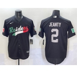 Men's Las Vegas Raiders #2 Ashton Jeanty Black Mexico Cool Base Stitched Baseball Jersey