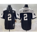 Men's Las Vegas Raiders #2 Ashton Jeanty Black White 2025 Draft F.U.S.E. With Nevada Silver Stat Patch And 65th Anniversary Patch Football Stitched Jersey