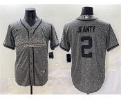 Men's Las Vegas Raiders #2 Ashton Jeanty Grey Cool Base Stitched Baseball Jersey