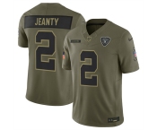 Men's Las Vegas Raiders #2 Ashton Jeanty Olive 2025 Salute to Service Limited Football Stitched Jersey