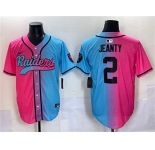 Men's Las Vegas Raiders #2 Ashton Jeanty Pink Blue Limited Stitched Baseball Jersey