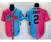 Men's Las Vegas Raiders #2 Ashton Jeanty Pink Blue Limited Stitched Baseball Jersey