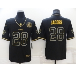 Men's Las Vegas Raiders #28 Josh Jacobs Black Golden Edition 60th Patch Stitched Nike Limited Jersey