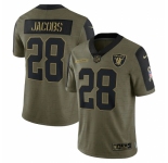 Men's Las Vegas Raiders #28 Josh Jacobs Nike Olive 2021 Salute To Service Limited Player Jersey