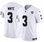 Men's Las Vegas Raiders #3 Zamir White White 2024 F.U.S.E 65th Anniversary Patch Vapor Stitched Football Jersey