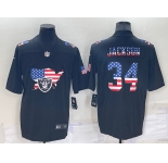 Men's Las Vegas Raiders #34 Bo Jackson 2022 USA Map Fashion Black Color Rush Stitched Nike Limited Jersey