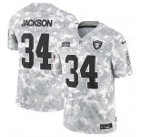 Men's Las Vegas Raiders #34 Bo Jackson 2024 Arctic Camo Salute To Service Limited Stitched Football Jersey