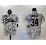Men's Las Vegas Raiders #34 Bo Jackson 2024 Arctic Camo Salute To Service Stitched Baseball Jersey