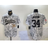 Men's Las Vegas Raiders #34 Bo Jackson 2024 Arctic Camo Salute To Service Stitched Baseball Jerseys