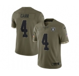 Men's Las Vegas Raiders #4 Derek Carr 2022 Olive Salute To Service Limited Stitched Jersey