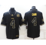 Men's Las Vegas Raiders #4 Derek Carr Black Golden Edition 60th Patch Stitched Nike Limited Jersey
