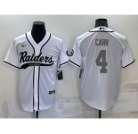Men's Las Vegas Raiders #4 Derek Carr White Grey Stitched MLB Cool Base Nike Baseball Jersey