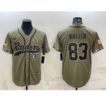Men's Las Vegas Raiders #83 Darren Waller 2022 Olive Salute to Service Cool Base Stitched Baseball Jersey
